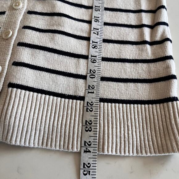 Zara Cream Black Striped Knit Sleeveless Cardigan Sweater Vest Size Small - Picture 5 of 6